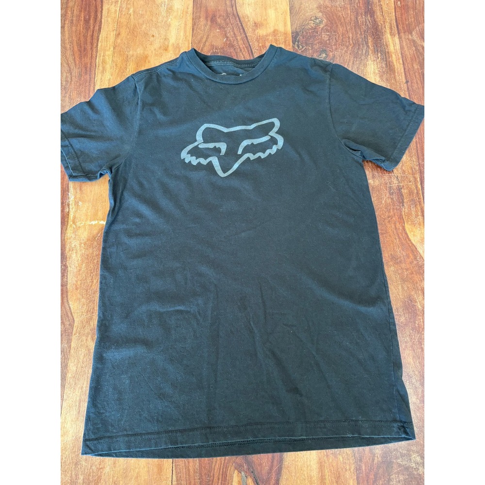 FOX RACING graphic t-shirt mens small black short sleeve 100% cotton logo tee